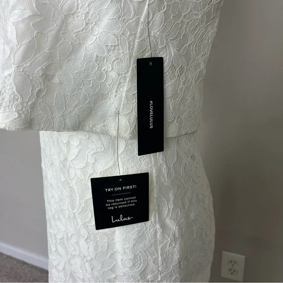 NWT LULUS LET’S GO OUT TONIGHT WHITE LACE STRAPLESS BODY CON DRESS SIZE MEDIUM - Picture 14 of 16